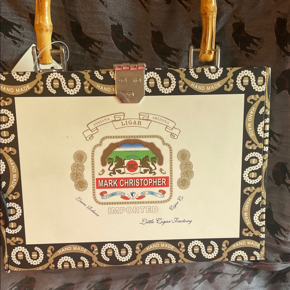 Black and Cream Handmade Cigar Box Shoulder Bag